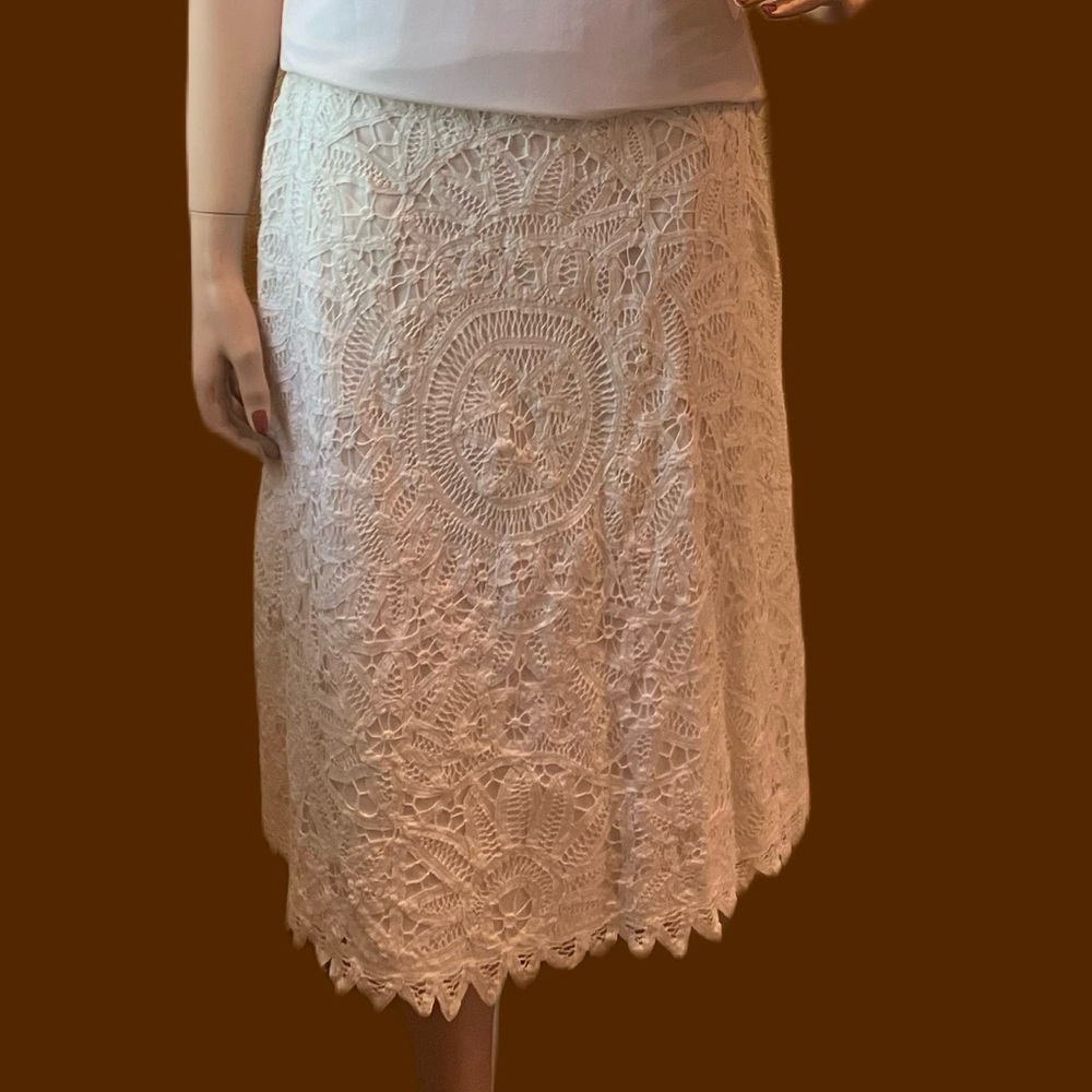 SIGRID OLSEN White Lace Skirt